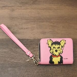 Marc Tetro, Yorkie Dog Zip Wristlet Vegan Saffiano Leather, NWOT